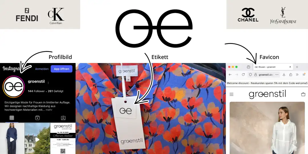 Das Logo Symbol für groenstil kommt auf Social Media, auf Etiketten und als Favicon im Browser zum Einsatz.
